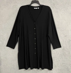 Susan Graver Strickjacke Damen 3X schwarz Knopfleiste lange Linie flüssiger Strick - Bild 1 von 17