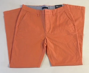 Tommy Hilfiger TH Flex Chino Pants Mens 32x32 Straight Flat Front Stretch Orange - Picture 1 of 3