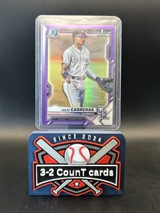 2021 Bowman Chrome - Prospects Julio Carreras #BCP-161 Purple Refractor 001/250 - Picture 1 of 3