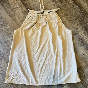 JASAMBAC leichtes Neckholder-Top Bluse Damen groß beige gesmokter Ausschnitt neu mit Etikett - Bild 1 von 7