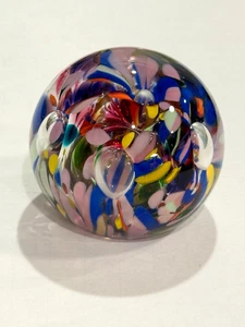 Vidrio artístico firmado Jim Karg (1942-2018) 3" pisapapeles patrón de burbujas controlado - Imagen 1 de 9