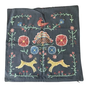 Funda de almohada Ikea Renrepe arte popular sueco gris carbón cuadrada 20" x 20" - Imagen 1 de 11