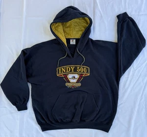 Vintage Indy 500 Hoodie Sweatshirt Mens XL Navy Blue Embroidered Pullover Racing - Picture 1 of 13
