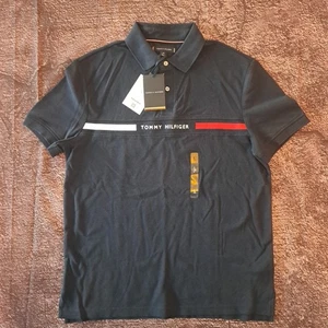 Camisa polo grande a rayas bordada en el pecho manga corta para hombre nueva con etiquetas - Imagen 1 de 5