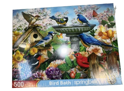New / Sealed Bird Bath 500 Piece Jigsaw Puzzle Springbok  (Made in USA) - Image 1 of 4
