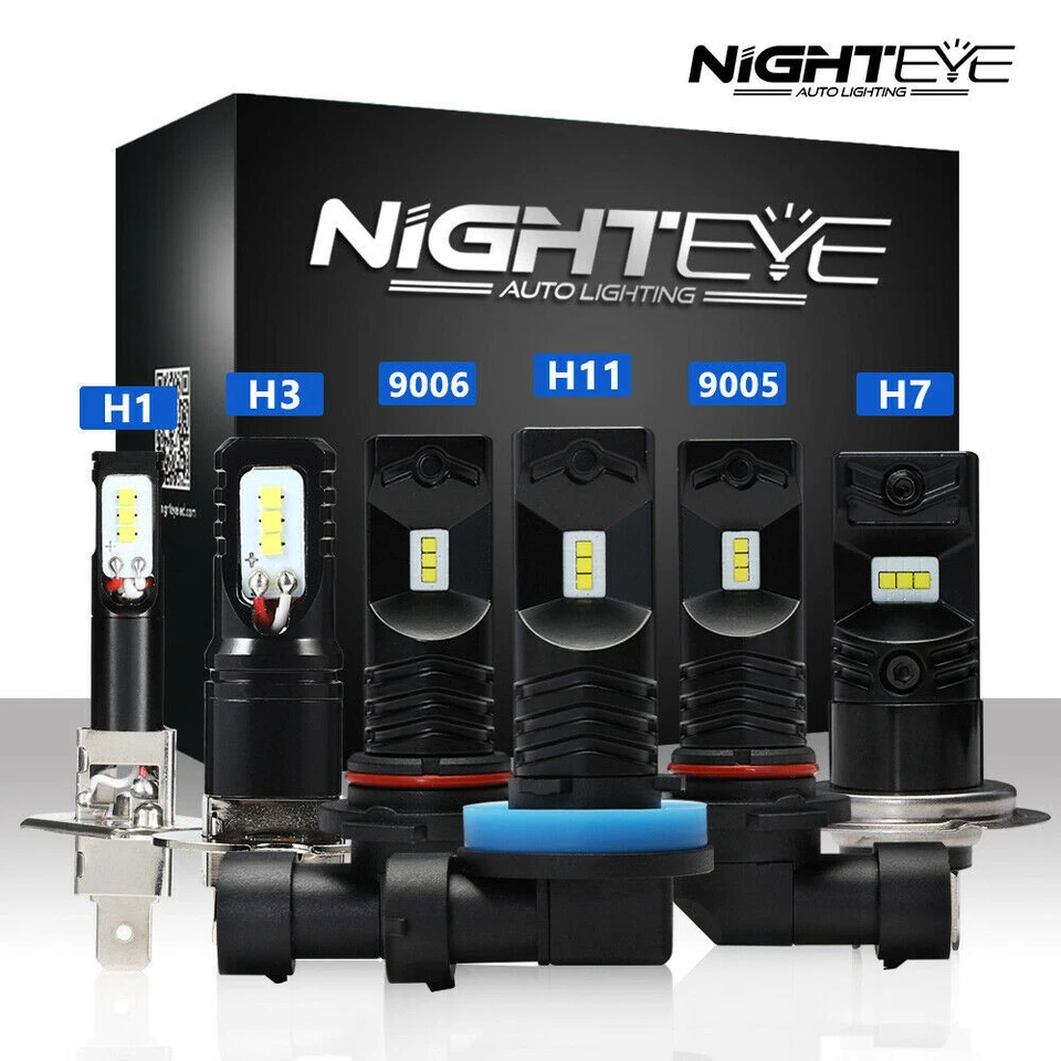 NIGHTEYE Pair H1 H3 H7 H11 CLED Fog Light DRL Driving Bulbs Kit 160W 6000K White - Image 1 of 4
