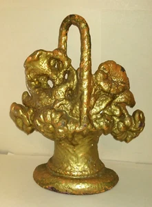 Antique Hubley Flower Basket Painted Cast Iron Doorstop - Picture 1 of 6
