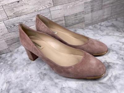 L.K. Zapatos de tacón Bennett Block para mujer 39,5/9M Clemence rosa marrón gamuza Foto 1 de 4