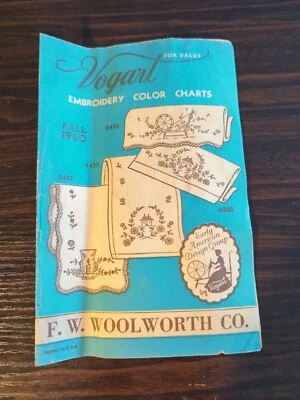 F. W. Woolworth Vogart Embroidery Color Charts, Fall 1960, Vintage, MCM - Image 1 of 4