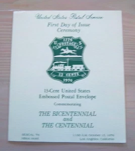 Sc. U582 Bicentennial / Centennial Stamped Envelope Ceremony Program FDC - 1976 - Picture 1 of 2