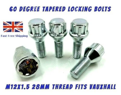 Wheel Locking Bolts Fits Vauxhall Adan Astra Corsa M12x1.5 28mm Threads Alloy - Image 1 of 4
