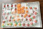 VINTAGE HAND DECORATED SUGAR CUBES Orange Green Red For Display Only