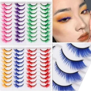Colorful Fake Eyelashes Halloween Makeup Products False Eyelashes Extension - Picture 1 of 15