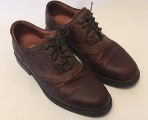 Johnston & Murphy Men’s Size 9 Oxford Shoes Brown MADE IN ITALY - Picture 1 of 12