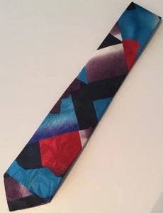 Adolfo Mens Silk Abstract Necktie Multicolor Tie - Picture 1 of 5