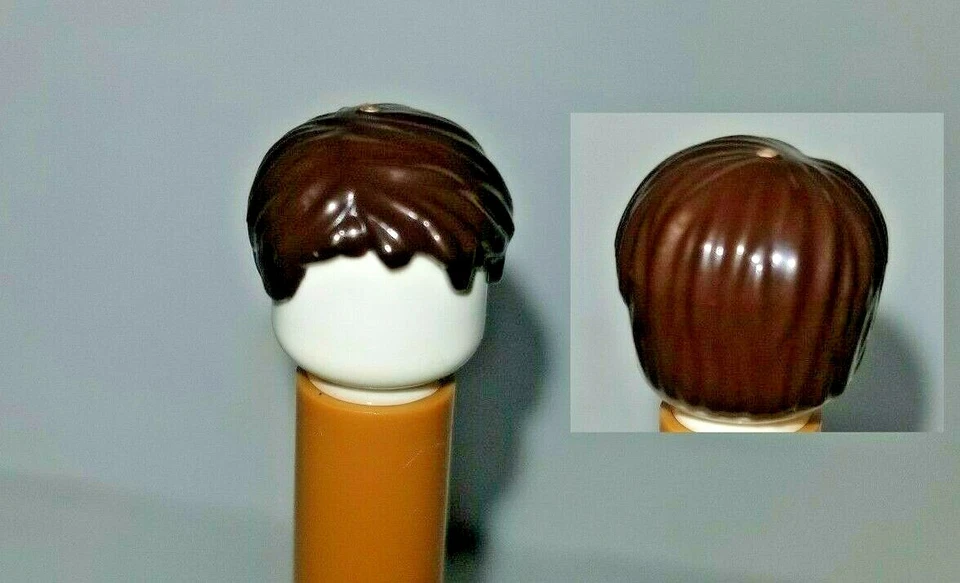 LEGO Minifigure Hair Dark Brown Boy Short Haircut Messy Sassy Bangs Unisex Wig - Image 1 of 1