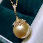 18 Huge Aaa And 13 12Mm South Sea Natural Gold Round Pearl Pendant Necklaces
