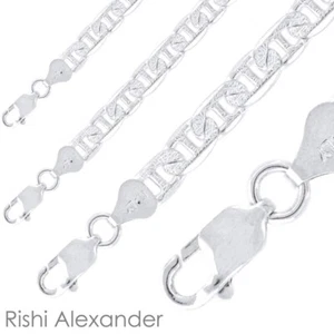 Real Sterling Silver Mens Diamond Cut Mariner Chain Necklace Stamped 925 Italy - Picture 1 of 6