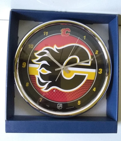 NHL Calgary Flames 12" Round Chrome Wall Clock Cover