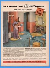 1949 Clay Tile Modern Style Bathroom Period Ceramic Pink Blue Gold Print Ad