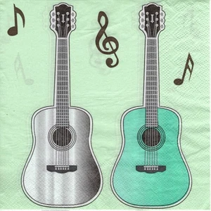 Serviettes en papier musique guitare note. Napkins guitar music musical note - Imagen 1 de 1