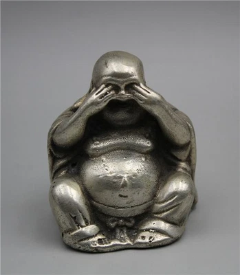 中国藏银弥勒佛像 — 第 1/4 张图片