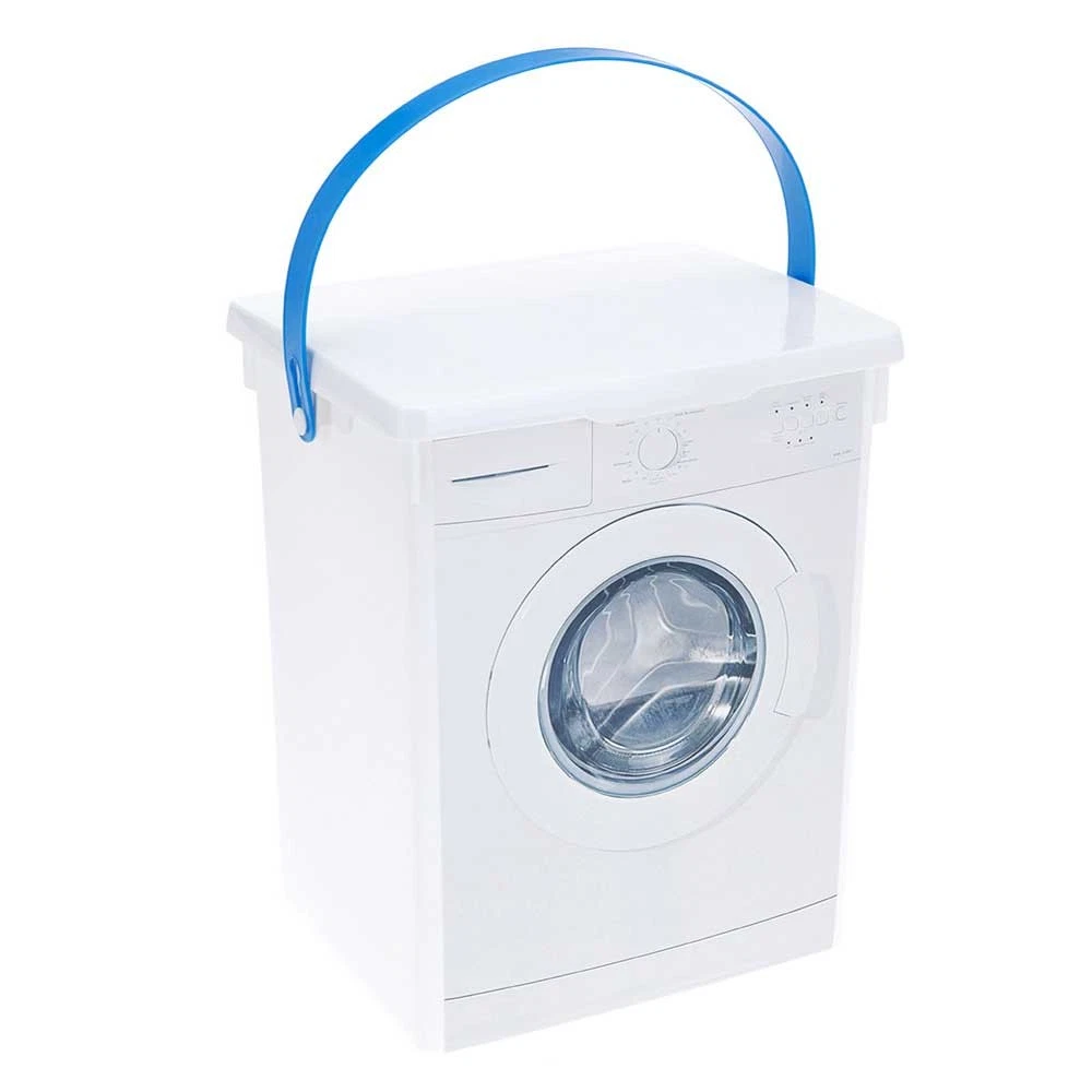 Waschpulver-Box In Waschmaschinen-Form – Mit Transparentem Fenster, Aus Weißblech & Süßem Design