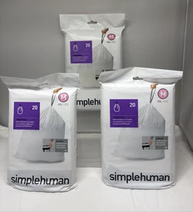 60 X Simplehuman Code M 45 L Trash Bags White Extra Strong - READ - (B79 - Picture 1 of 9