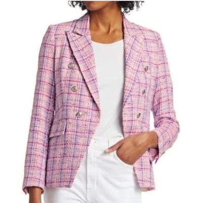 NWT Generation Love Blazer Alexa Double Breasted in Pink Tweed Multi - Image 1 of 4