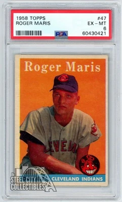 Карта дебютанта Роджера Мариса 1958 Topps No47 PSA 6 EX-MT - Изображение 1 из 2
