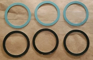 SIX (6) magnetic charging & mount rings 3 Teal, 3 Black New Adhesive Back U.S.A - Zdjęcie 1 z 1