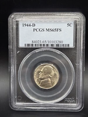 1944-D Jefferson Nickel 5c PCGS MS65FS Full Steps 10103280 - Image 1 of 2
