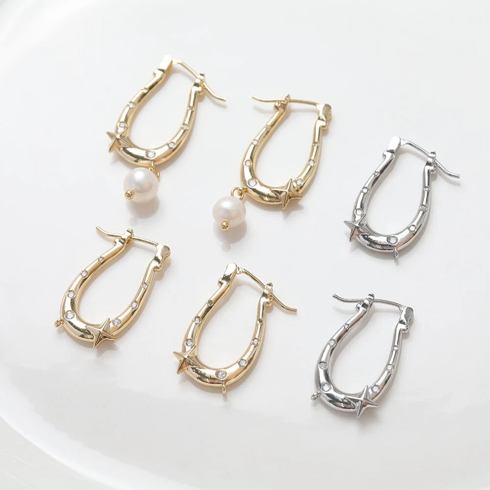 Gancho para pendiente con palanca trasera 4 piezas, pendientes de aro gruesos, pendientes de aro Huggie Foto 1 de 3