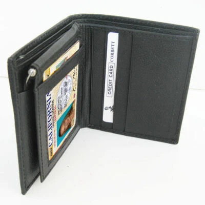 Black Premium Genuine Leather Men's Bifold Spring Money Clip Card Wallet  - Image 1 of 4