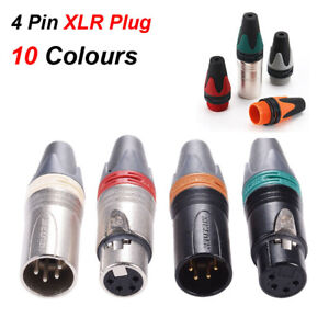 4 Pin XLR Plug Mic Balanced Connector Coloured Male Female Solder Type