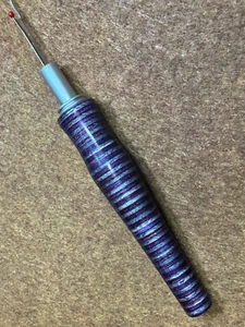 Hand carved Purple / Gray Wood seam ripper sewing brushed satin chrome finish - Picture 1 of 2