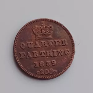 More details for 1839 queen victoria quarter farthing - same size as original. retro