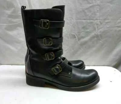 Botas de montar Diba Girl Bravo negras de cuero sintético con hebilla a media pantorrilla zapatos para mujer 9,5 M Foto 1 de 4