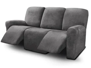 Velvet 8-Pieces Recliner Sofa Covers Stretch Reclining Couch Covers for 3... - Picture 1 of 2