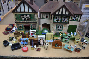 Vintage Triang Dolls House 1950's/60's Mock Tudor Design With extension and more