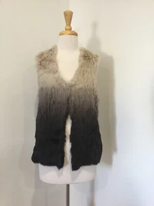 LOVE KATE Beige Brown OMBRÉ Rabbit Lappin Fur Knit Gillet VEST One Size *EUC* - Picture 1 of 11