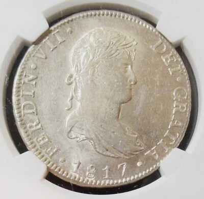 Mexico: Ferdinand VII silver 8 Reales 1817 Mo-JJ UNC Details NGC. - Image 1 of 4