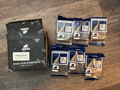 IKONG Compatible Label Tape 12mm Standard Black On White 6 Pack (1I) - Image 1 of 2