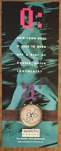 1991 Swatch Chrono Watch Stopswatch Pint Of Double Dutch Chocolate 90s Print Ad - Picture 1 of 1