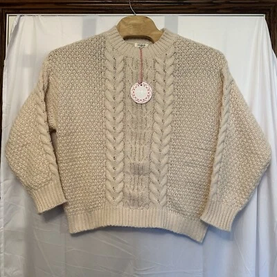 Suéter Umgee Mock Cuello Redondo Tejido con Cable Marfil Talla Grande De Gran Tamaño Nuevo con Etiquetas Foto 1 de 4