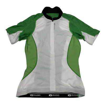 Sugoi Women’s Size Small Short Sleeve Half Zip Cycling Jersey White Green - Image 1 of 4