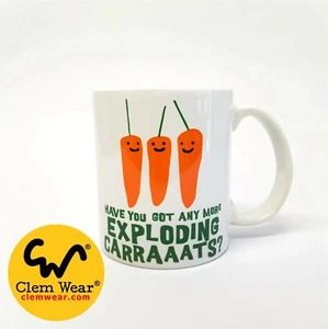 Exploding Carrots Bottom Rik Mayall cup Coffee MUG Gift retro comedy UK BN  - Picture 1 of 4