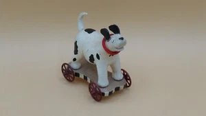 Vintage Miniature Dalmation Dog Toy on Wheels Figurine from Philippines Signed - Picture 1 of 4