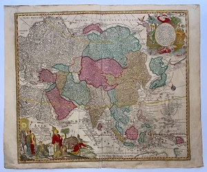 ASIA MATTHAUS SEUTTER 1730 LARGE ANTIQUE ENGRAVED MAP 18TH CENTURY - Picture 1 of 17