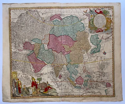 ASIA MATTHAUS SEUTTER 1730 LARGE ANTIQUE ENGRAVED MAP 18TH CENTURY - Image 1 of 4